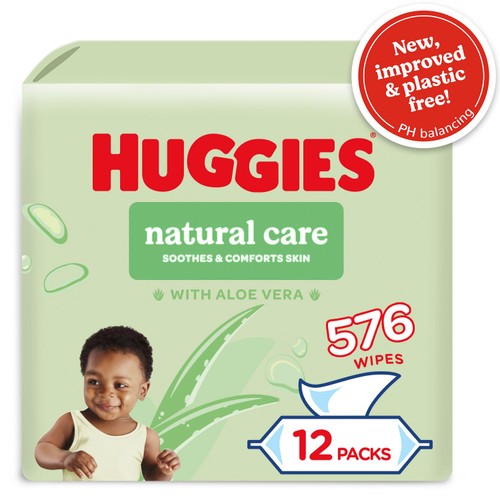 Huggies Natural Care Plastic Free Baby Wipes 12 x 48 Pack