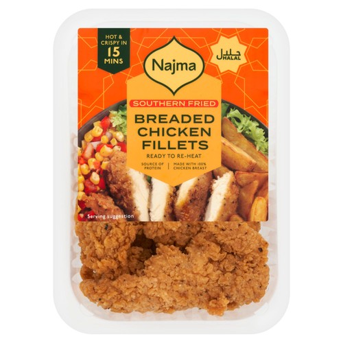 Najma Halal Southern Fried Breaded Chicken Fillets 300g thumbnail 2
