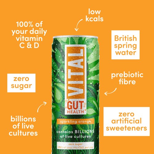 VITAL Gut Healthy Sparkling Orange Soda   4x335ml thumbnail 3
