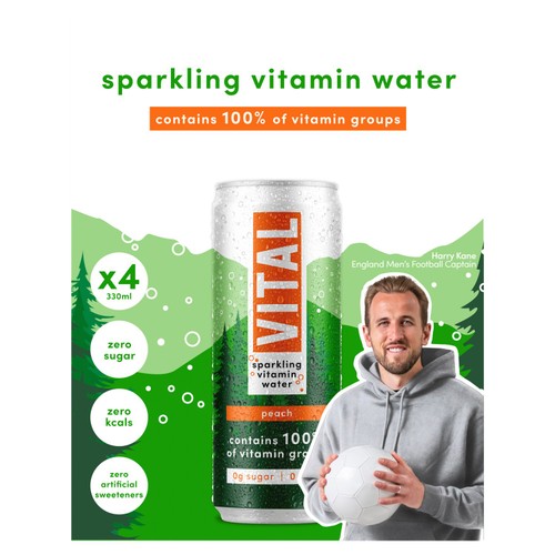 Vital Vitamin Water Sparkling Peach 4 x 330ml thumbnail 2