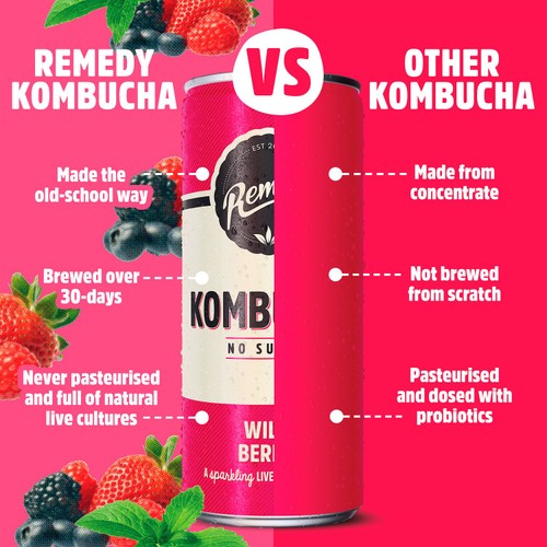 Remedy Kombucha Wild Berry 250ml thumbnail 2