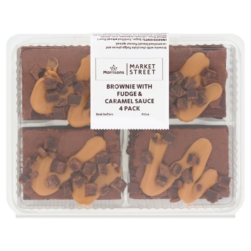 Morrisons Brownie With Fudge & Caramel Sauce 4 Pack