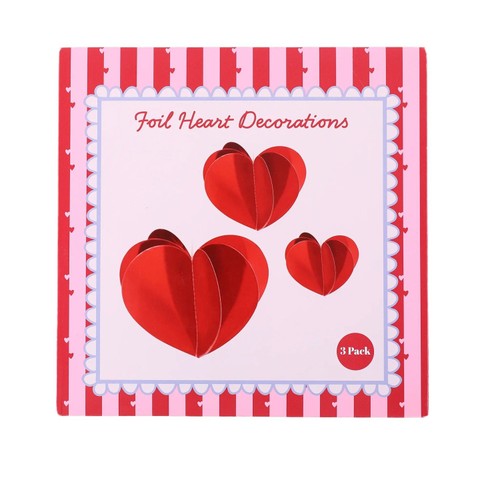 Morrisons Valentine's Red Heart Decorations 3 Pack