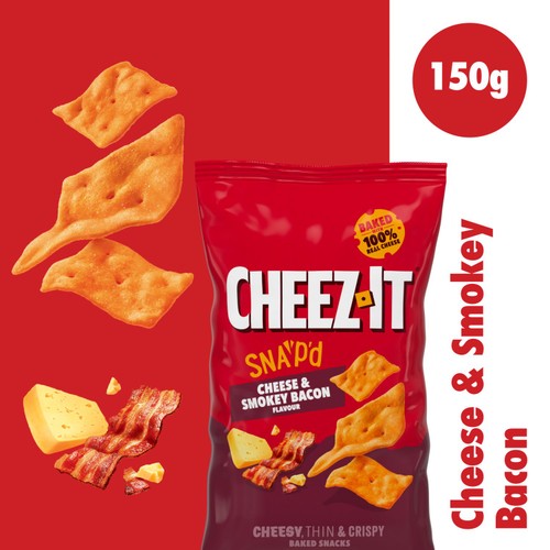 Cheez-it Cheese & Smokey Bacon Flavour Thin & Crispy Baked Snacks 150g thumbnail 2