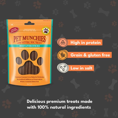Pet Munchies Beef Liver Sticks Complementary Pet Food for Dogs 90g thumbnail 3