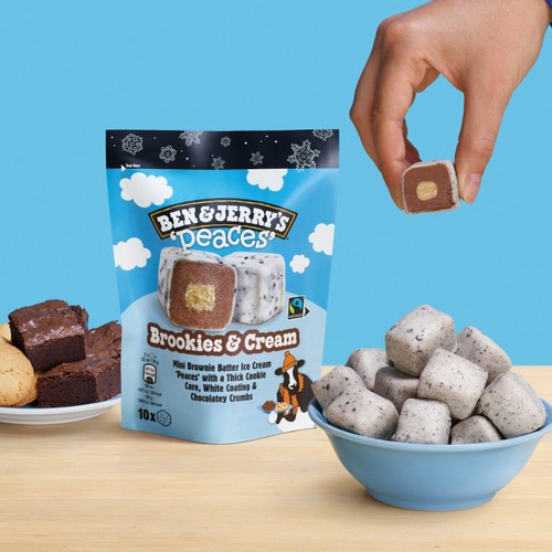 Ben & Jerry's Brookies & Cream Peaces Ice Cream Frozen Snack 10 pieces thumbnail 2