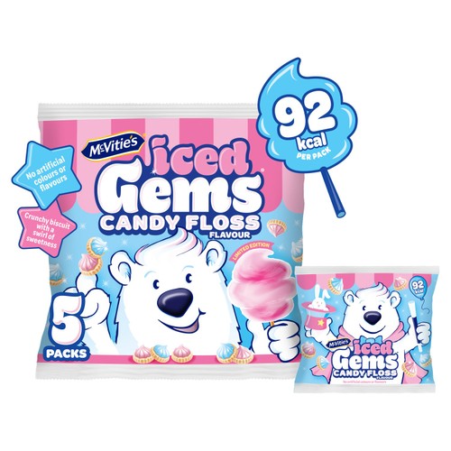 McVitie's Iced Gems Candy Floss Flavour 5 x 23g thumbnail 2