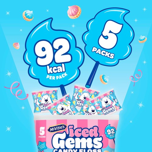McVitie's Iced Gems Candy Floss Flavour 5 x 23g thumbnail 3