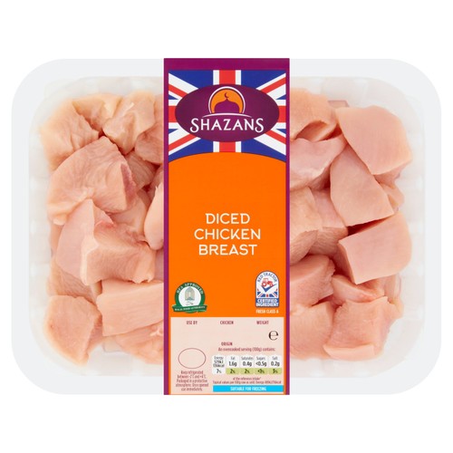 Shazans Halal Diced Chicken Breast 750g