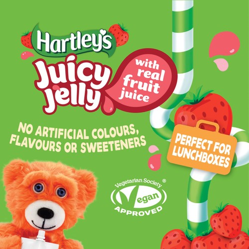 Hartley's Strawberry Flavour Juicy Jelly Pouches 4 x 90g (360g) thumbnail 3