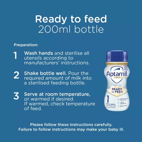 Aptamil Advanced 1 First Infant Milk From Birth 4 x 200ml thumbnail 5