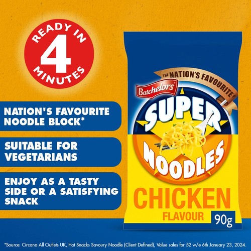 Batchelors Super Noodles Chicken Multipack 4x90g thumbnail 2