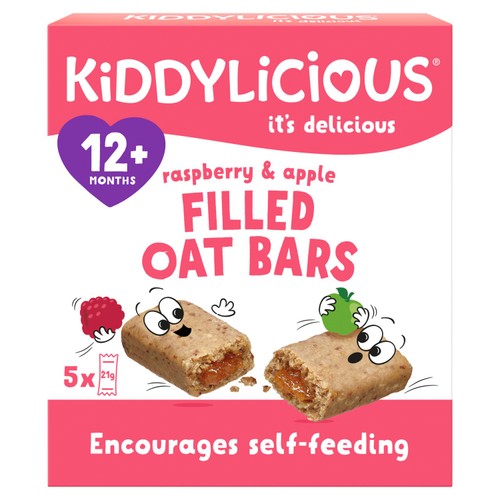 Kiddylicious Raspberry & Apple Filled Oat Bars 12+ Months 5 x 21g (105g)
