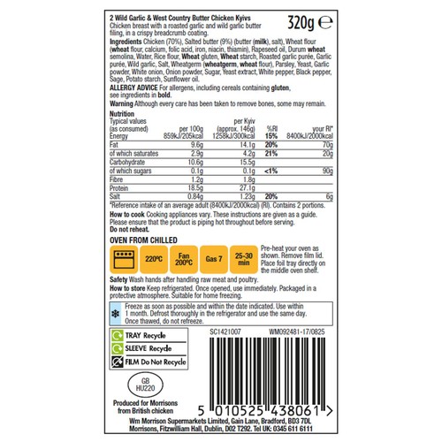 Morrisons British The Best 2 Wild Garlic & Butter Chicken Kyivs 320g thumbnail 2