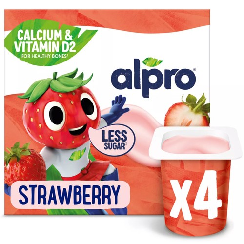 Alpro Kids Strawberry Soya Dairy Free Yoghurt Alternatives 4x115g