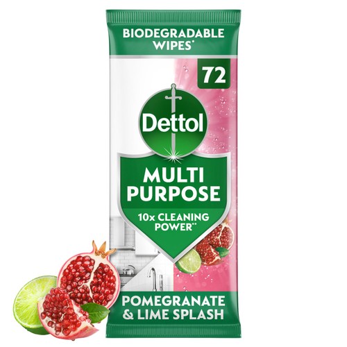 Dettol 72 Multi Purpose Wipes Pomegranate & Lime Splash