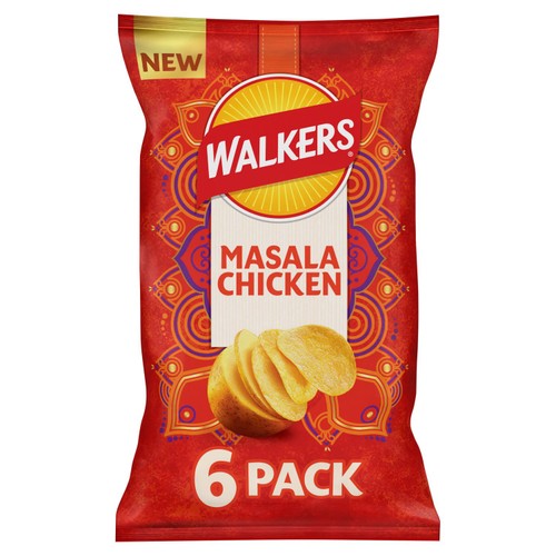 Walkers Crisps Masala Chicken Flavour Multipack 6x25g thumbnail 2