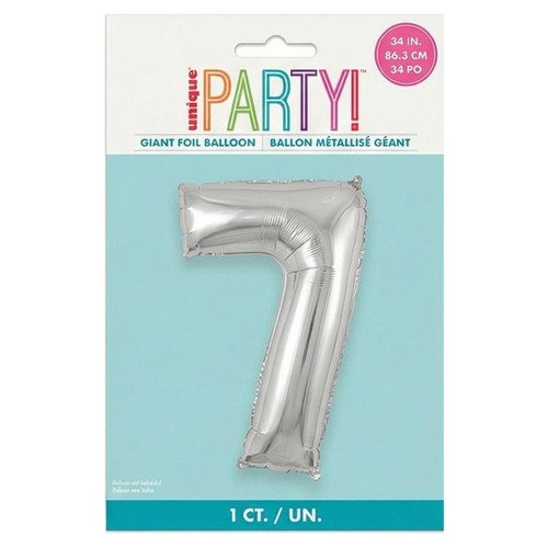 Unique Party 34" Silver Foil Balloon No 7