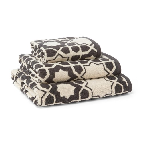 Nutmeg Home Black Luxe Tile Hand Towel