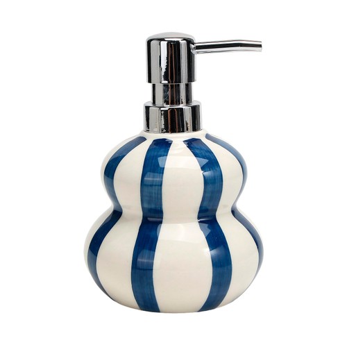 Nutmeg Home Blue Stripe Soap Dispenser