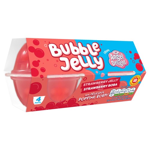 Angel Delight Strawberry Jelly & Strawberry Boba Bubble Dessert Pot x4 thumbnail 2