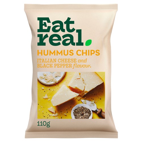 Eat Real Rich Italian Cheese and Black Pepper Flavour Hummus Chips 110g thumbnail 2