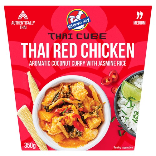Kitchen Joy Thai Red Chicken Aromatic Coconut Curry With Jasmine Rice 350g