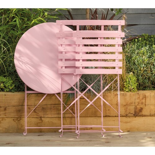 Nutmeg Metal Bistro Set Pink thumbnail 2