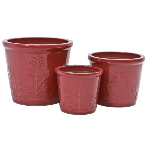 Nutmeg Country Garden Leaf Berry Set Of 3 Planters