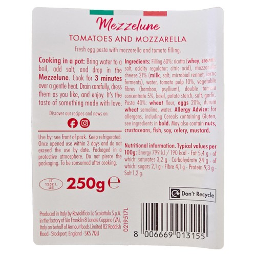 Scoiattolo Tomato & Mozzarella Half Moon Pasta  thumbnail 2