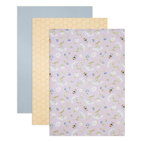 Nutmeg Home Bee Floral Tea Towel Set Of 3