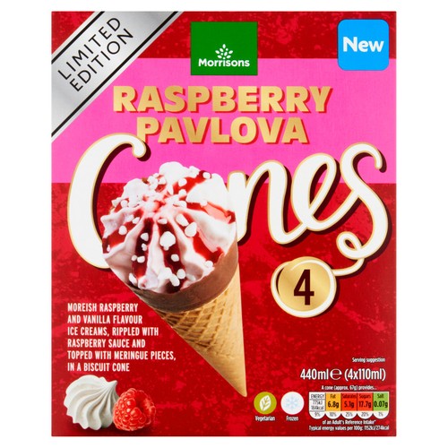 Morrisons Raspberry Pavlova Ice Cream Cone 