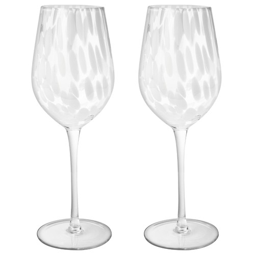 Nutmeg Home White Confetti Two Pack Wine Glass
