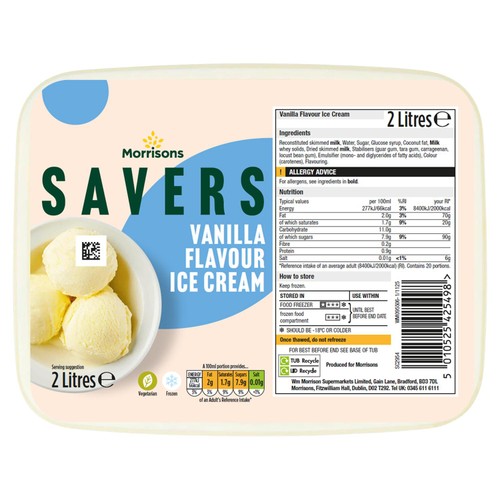 Morrisons Savers Vanilla Ice Cream 2L