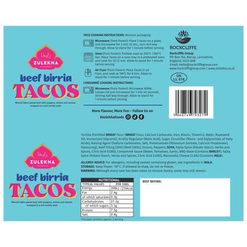 Zulekha Halal Beef Birria Tacos 520g thumbnail 2