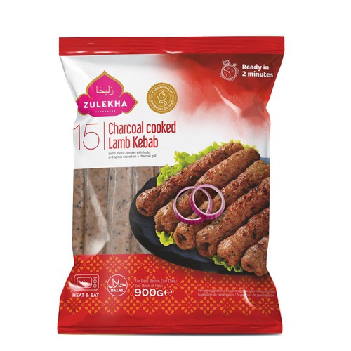 Zulekha Halal Charcoal Cooked Lamb  Kebabs 900g