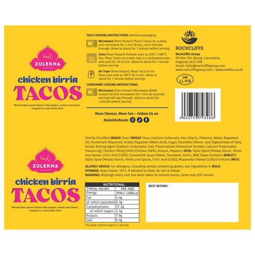 Zulekha Halal Chicken Birria Tacos 520g thumbnail 2