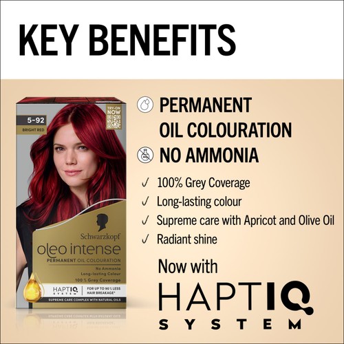 Schwarzkopf Oleo Intense Permanent Hair Dye 5-92 Bright Red thumbnail 2