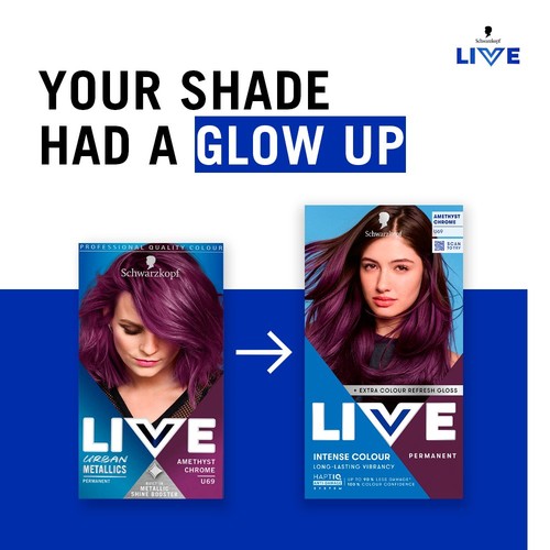 LIVE Intense Colour Permanent Hair Dye U69 Amethyst Chrome thumbnail 6