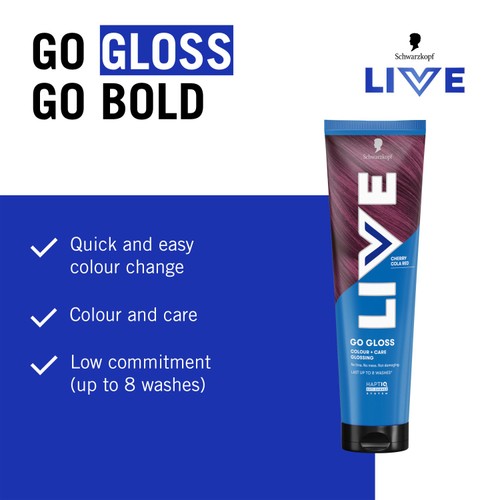 LIVE Go Gloss Temporary Hair Dye Glossing Cherry Cola Red thumbnail 4