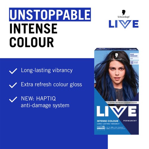 LIVE Intense Colour Permanent Hair Dye U67 Blue Mercury thumbnail 3