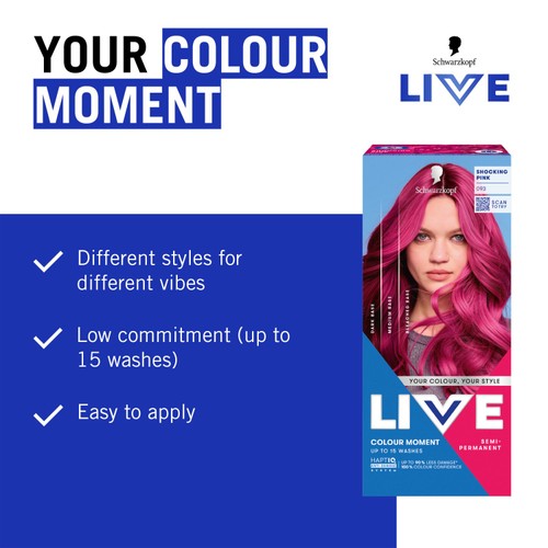 LIVE Colour Moment Semi-Permanent Hair Dye 093 Shocking Pink thumbnail 3
