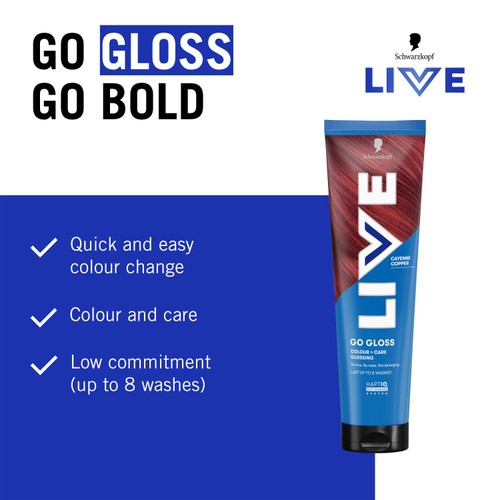 LIVE Go Gloss Temporary Hair Dye Glossing Cayenne Copper thumbnail 3
