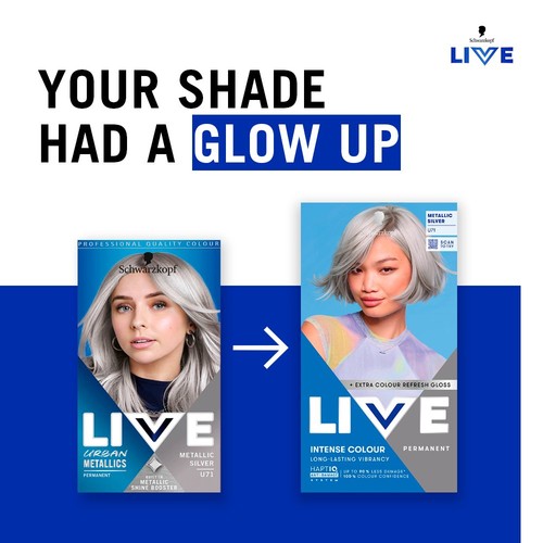 LIVE Intense Colour Permanent Hair Dye U71 Metallic Silver thumbnail 2