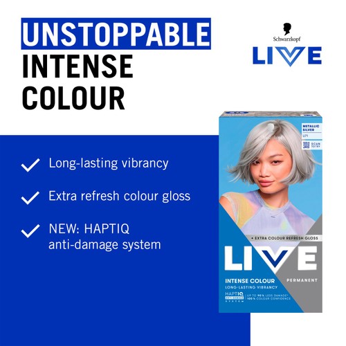 LIVE Intense Colour Permanent Hair Dye U71 Metallic Silver thumbnail 3