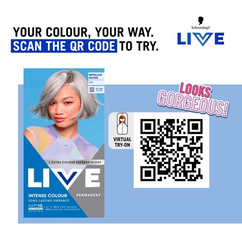 LIVE Intense Colour Permanent Hair Dye U71 Metallic Silver thumbnail 5