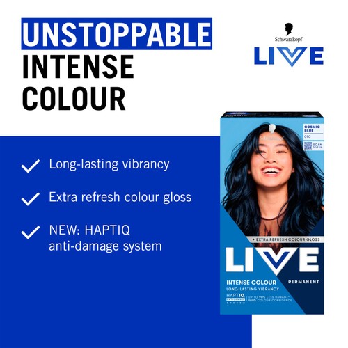 LIVE Intense Colour Permanent Hair Dye 090 Cosmic Blue thumbnail 3
