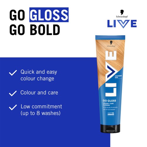 LIVE Go Gloss Temporary Hair Dye Glossing Strawberry Soda thumbnail 2