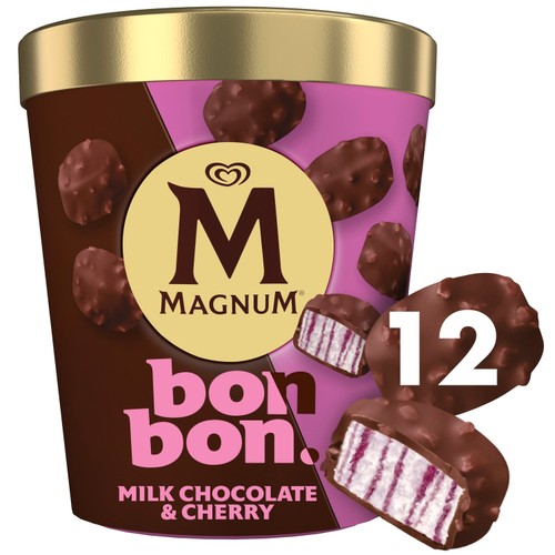 Magnum Bonbon Cherry & Milk Chocolate Ice Cream Frozen Snack 12 pack