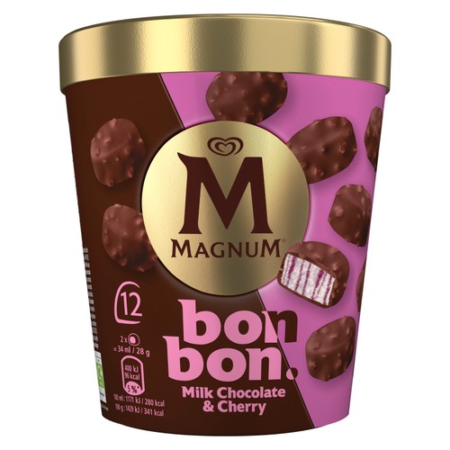 Magnum Bonbon Cherry & Milk Chocolate Ice Cream Frozen Snack 12 pack thumbnail 2